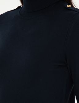Lacivert Slim Fit Basic Kazak