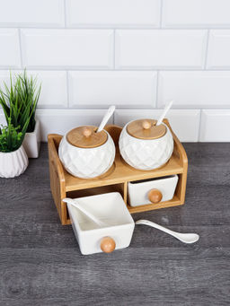 Набор для специй 4 предмета 250 мл с ложками / CF139 /уп 15/ на подставке - Галеонтрейд фото 3