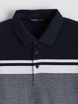 Polo Yaka Renk Bloklu Erkek Sweatshirt