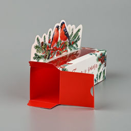 Цена за 5 шт. Коробочка для макарун новогодняя «Снегири», 18×5.5×5.5 см