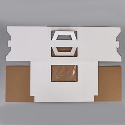 Коробка под торт 2 окна, с ручками, белая, 26×26×30 см