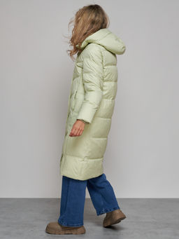 Пальто утепленное молодежное зимнее женское светло-зеленого цвета 52325ZS - Holdluck фото 19