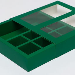 Коробка для 8 конфет + шоколад, с окном зеленая 17.7×17.85×3.85 см