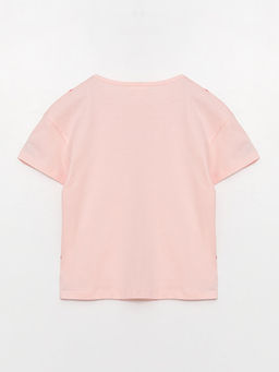 Bisiklet Yaka Bask?l? K?sa Kollu K?z Bebek Ti??rt