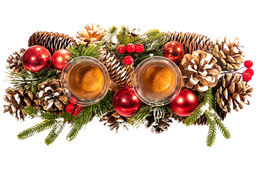 Новогоднее украшение подсвечник 32*14*8 см Заснеженные шишки на 2 свечи прямоугольный - Elan gallery фото 6