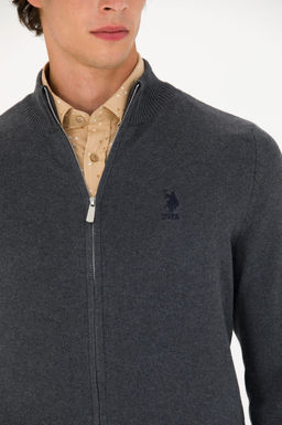 U. S. Polo Assn Мужской базовый трикотажный кардиган антрацитового меланжа - U.s. polo assn фото 21