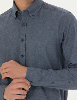 Koyu Mavi Regular Fit Uzun Kollu G_mlek
