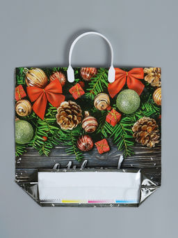 Цена за 10 шт. Пакет новогодний «Рождественские бантики», полиэтиленовый с пластиковой ручкой, 38×35 см