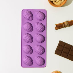Форма для шоколада Доляна Пасха, силикон, 23?10?1.5 см, 10 ячеек (4.2?3 см), коричневая