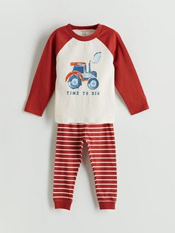 Bisiklet Yaka Bask?l? Erkek Bebek Pijama Tak?m