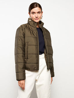 Dik Yaka D?z Uzun Kollu Kad?n Mont