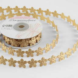 Цена за 2 шт. Лента фигурная Цветочек, 18 мм, 9 0,5 м, цвет бежевый