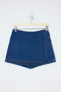 Mavi Yukseks Bel Tencel Kar?s?ml? Sort Etek TWOSS26SR00032