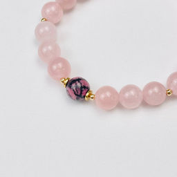 Браслет из мадагаскарского Розового кварца и Родонита 18 см