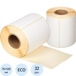 Термоэтикетки ЭКО 75х120, 250шт/рул, вт.40, 32 рул/уп