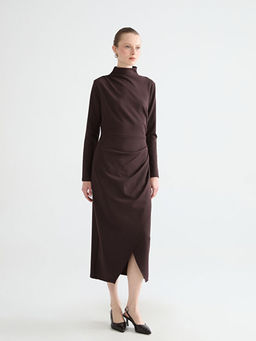 Dik Yaka B?zg?l? Elbise