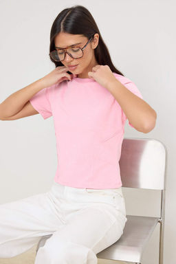 Kahverengi Duz Fitted Bisiklet Yaka Reglan Kol K?sa Uzun Pamuklu Esnek Orme T-Shirt TWOSS26TS00246 - Trendyolmilla фото 5