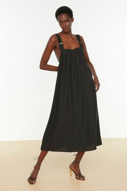 Siyah Shift/Duz Kesim Ask?l? Midi Dokuma Elbise TWOSS22EL1172 - Trendyolmilla фото 2