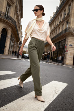 Limited Edition Mint Straight/Duz Kesim Pilili Dokuma Kumas Pantolon TWOAW23PL00401