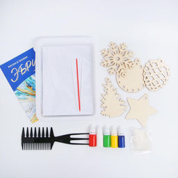 Набор для творчества Рисуем в технике Эбру, А5, 5 ёлочных украшений