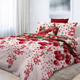 Покрывало стеганое Спелая вишня 260х215см, спальное место 180см, бязь набивная Комфорт 121г/м2, хлопок 100%, многоигольная стежка, наполнитель синтепон 70гр, подкладка бязь отбеленная 121г/м2, Домашняя мода (Россия)