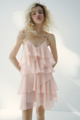 Vestido de gasa con falda escalonada - H&m фото 6