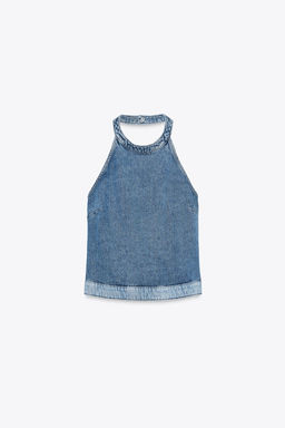 Z1975 HALTER DENIM PATCHWORK TOP - Zara фото 7
