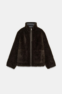 ZW COLLECTION FAUX SHEARLING DOUBLE-FACED JACKET - Zara фото 5