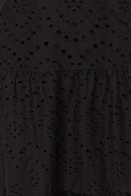 Siyah Belden Ac?lan Midi Brode Astarl? Dokuma Elbise TWOSS23EL00156