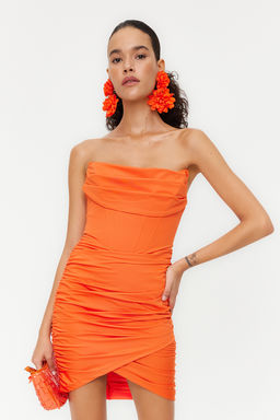 TRENDYOLMILLA Yag Yesil Vucuda Oturan Astarl? Korse Detayl? Orme K?sa Abiye Gece Elbise TPRSS23EL00174  фото 10