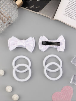 Цена за 6 шт. Набор для волос «Школьница галант», 4 резинки 3.5 см, 2 зажима 6 см, классик, белый