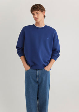 Bisiklet Yaka Mavi Basic Sweatshirt  фото 3