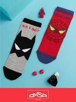 (Omsa) Calzino 23P61 (spiderboy,batboy) (чз) rosso  фото 2