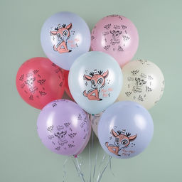 Шар латексный 12" «Оленёнок в цветах», ассорти, макарунс, 5 ст., набор 25 шт., МИКС