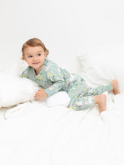 К 1552/голубая дымка,единороги в цветах пижама д/дет яс