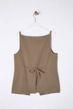 Bej Regular Boy Ask?l? Fitted Dokuma Yelek TWOSS25YE00010