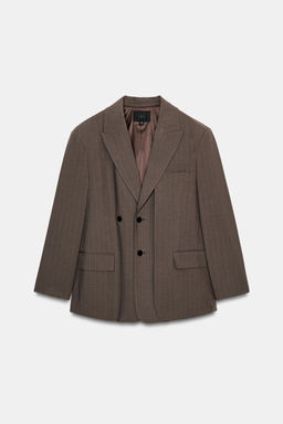 OVERSIZE STRIPED DOUBLE FABRIC BLAZER - Zara фото 5