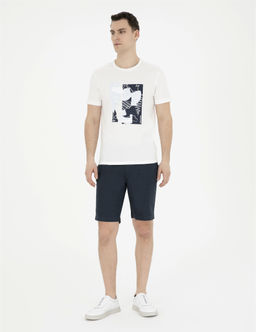 Lacivert Slim Fit Keten Beli Lastikli Dokuma _ort