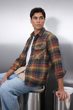 TRENDYOL MAN Bordo Cift Cep Kapakl? Regular Fit K?sl?k Oduncu Kareli Gomlek TMNAW21GO0031 - Trendyolmilla фото 2