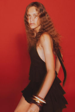 RUFFLED SHORT GAUZE DRESS - Zara фото 8