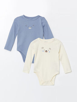 Bask?l? Erkek Bebek ??t??tl? Bodysuit 2li