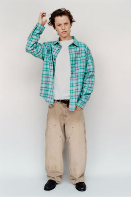 CAMISA ESTAMPADO CUADROS / Verde medio