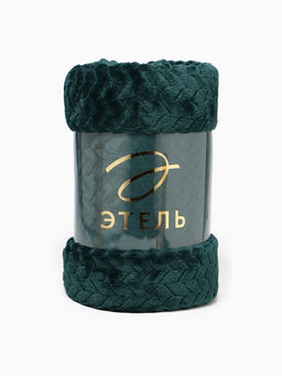 Плед «Этель» Zig-zag, 150×200 см, корал-флис, изумрудный