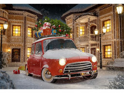 Алмазная мозаика 30*40см "Новогодняя машина" 30цв. (НД-5869) частичное заполнение