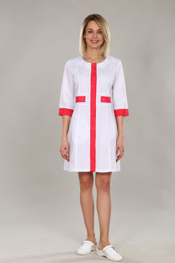 Халат женский 163 ТС. Цвет: белый и лососевый