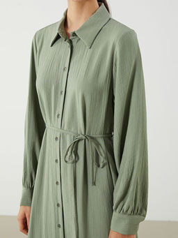 Beli Ku?akl? Dokulu G?mlek Elbise