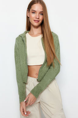 TRENDYOLMILLA Ekru Crop Kapusonlu Buklet Triko H?rka TWOAW24HI00370  фото 8