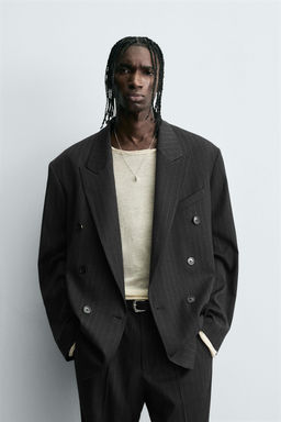 STRIPED SUIT DOUBLE-BREASTED BLAZER