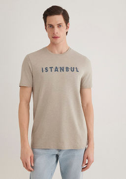 ?stanbul Bask?l? Gri Ti??rt - Mavi фото 3