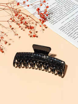 Цена за 6 шт. Крабик для волос «Ночка», два ряда страз, 11.5 см, чёрный